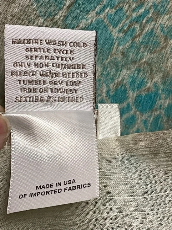 CHICO'S Aqua Taupe Multi Sultry Zebra Oblong Scarf (72" x 17") - Picture 4 of 6